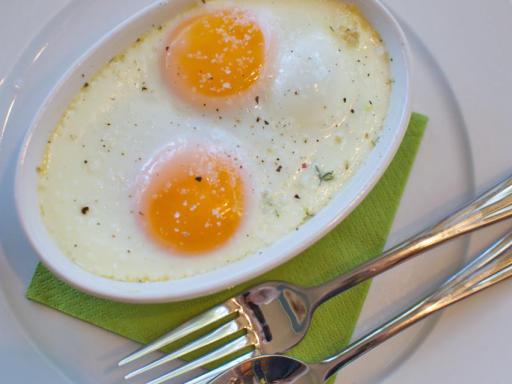 Recipe: Eggs en cocotte with smoked trout, finished dish.